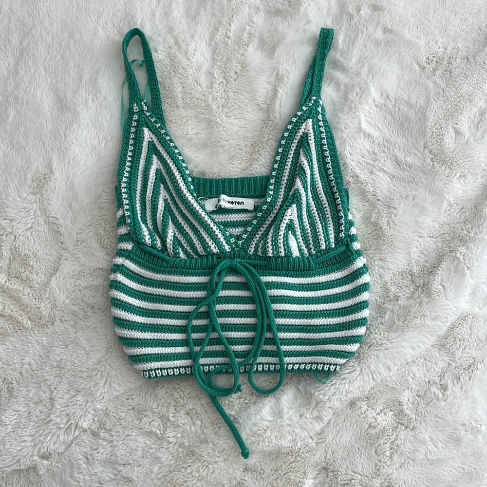 Green and white crocheted top from Turkey